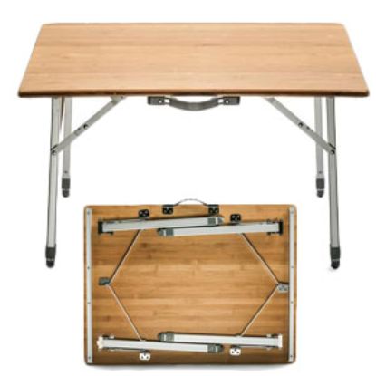 Picture of Camco  31.4"L x 23.6"W x 18-26"H Folding Bamboo Table 51893 03-7268                                                          