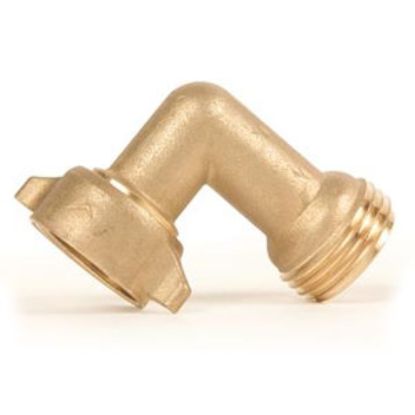 Picture of Camco  Brass 90 Deg Elbow Fresh Water Hose Connector For Std GHF Coupling 22504 10-1617                                      