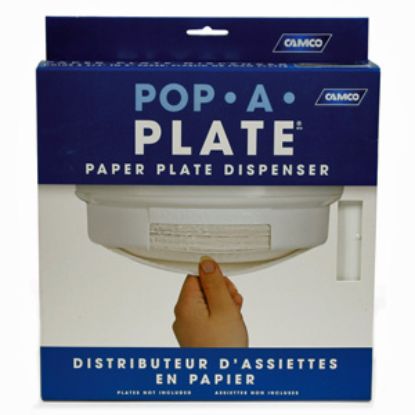 Picture of Camco Pop-A-Plate White Plastic Plate Holder For 9" Paper or Plastic Plates 57001 03-0757                                    