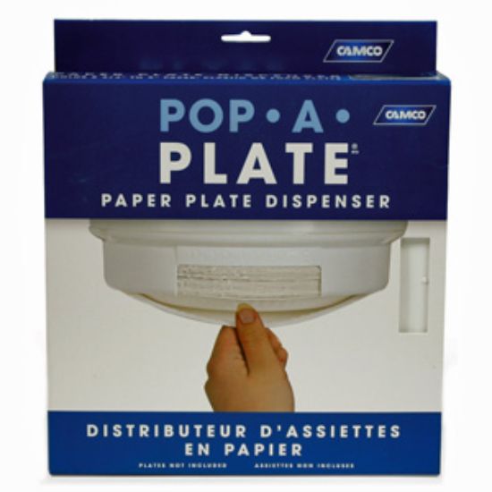 Picture of Camco Pop-A-Plate White Plastic Plate Holder For 9" Paper or Plastic Plates 57001 03-0757                                    