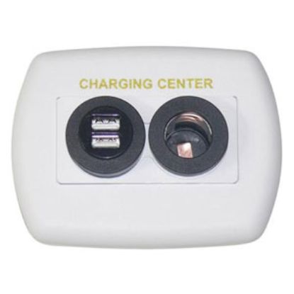 Picture of Diamond Group  White 12V USB Power Port Socket w/Wall Plate DG61024VP 19-2692                                                