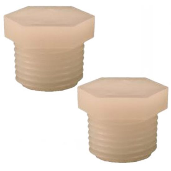 Picture of Dometic  2-Pack 1/2" NPT Thread White Plastic Water Heater Drain Plug 91857 42-0148