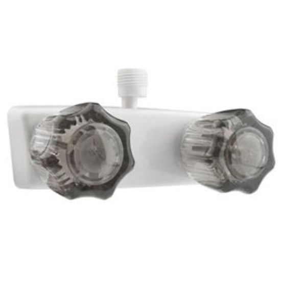Picture of Dura Faucet  4" White Plastic Shower Valve w/Smoke Knobs DF-SA100S-WT 10-0824                                                